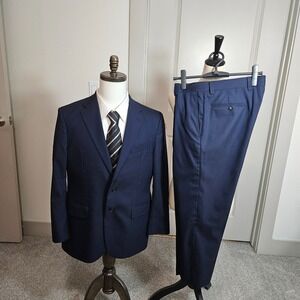 Joseph Abboud 40S 2PC Wool Suit Blazer Men Pants 34x25 Navy